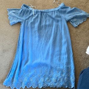 Off the shoulder baby blue dress
